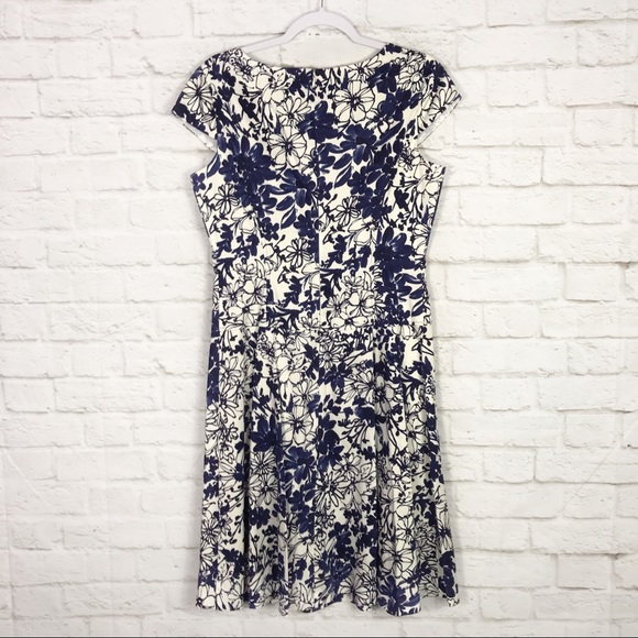Anne Klein Floral Cap Sleeve Scoop Neck Dress 10 - Picture 6 of 8